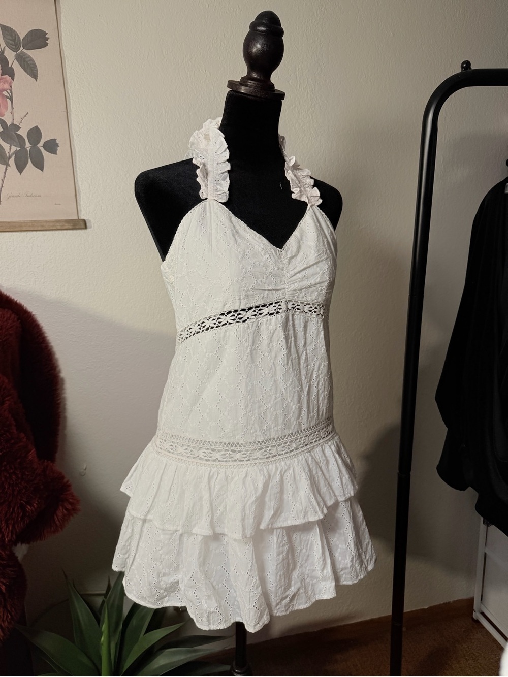 PQ White Eyelet Halter Mini Dress